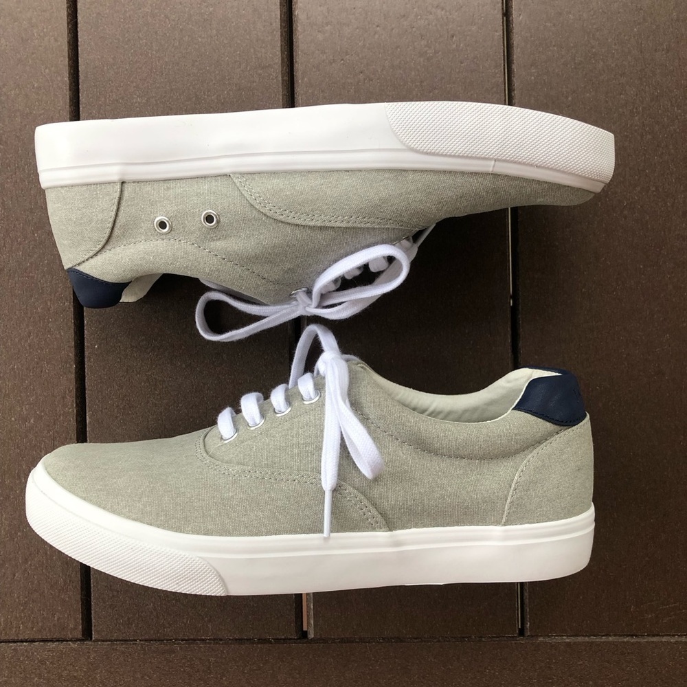 J Crew Casual Comfort Low Grey Canvas Lace Up Sneakers Size 9 - Picture 5 of 7